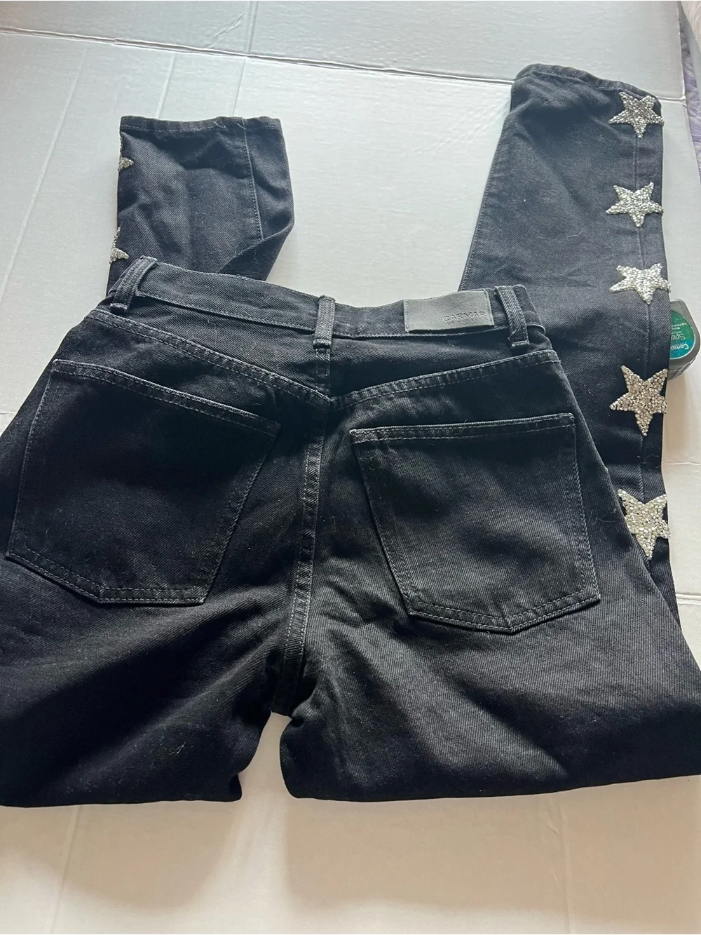 CARMAR girls  Black Jeans with Silver Star Embellishments size 23 con Estrellas